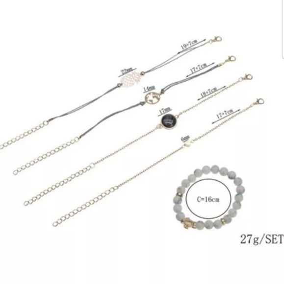 🍉 5 Piece Bracelt Set Gold Pineape Turtle Heart - Picture 2 of 3